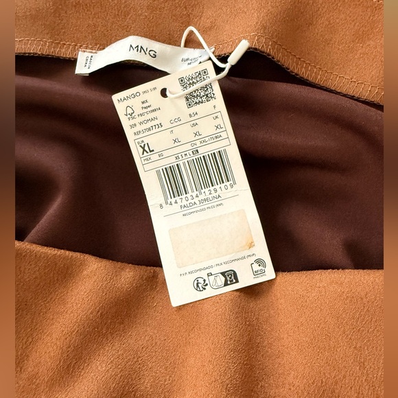 Mango Brown suede faux wrap mini skirt - XL NWT - Picture 7 of 7